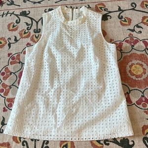 Jcrew white eyelet blouse tank w mock neck